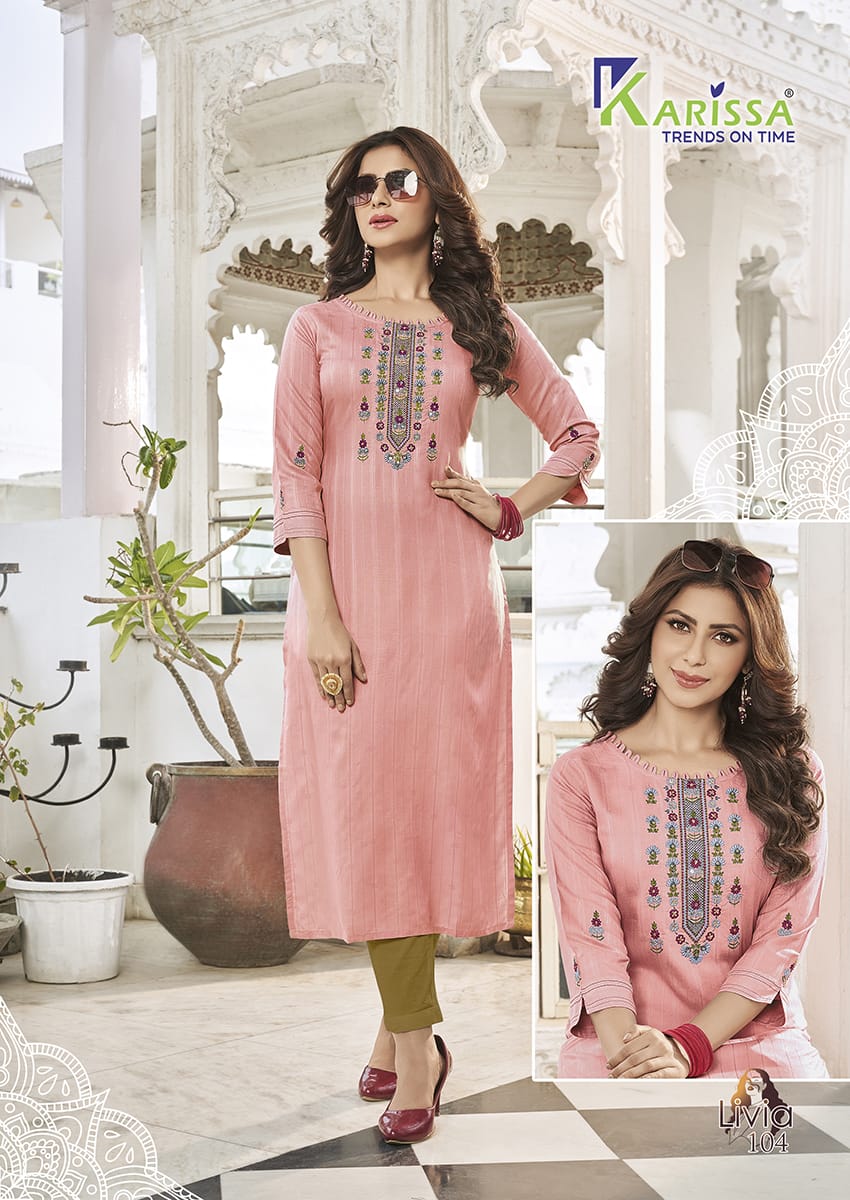 Karissa Livia Heavy Designer Ethnic Wear Rayon Latest Fancy Kurti Collection